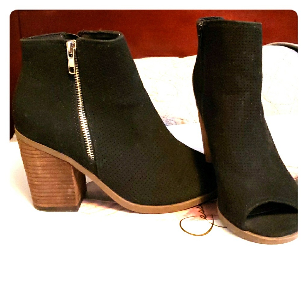 Black open toe booties